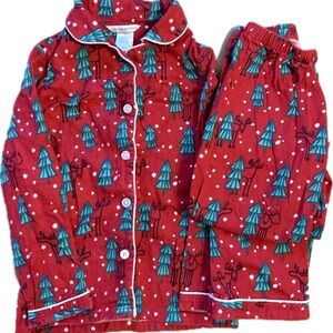 The Company Store Festive Red and Teal Kids Pajama Set
